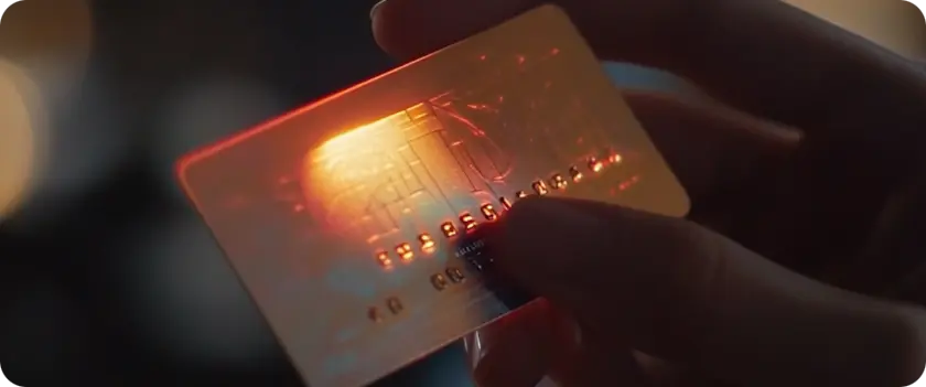 a hand holding an orange card
